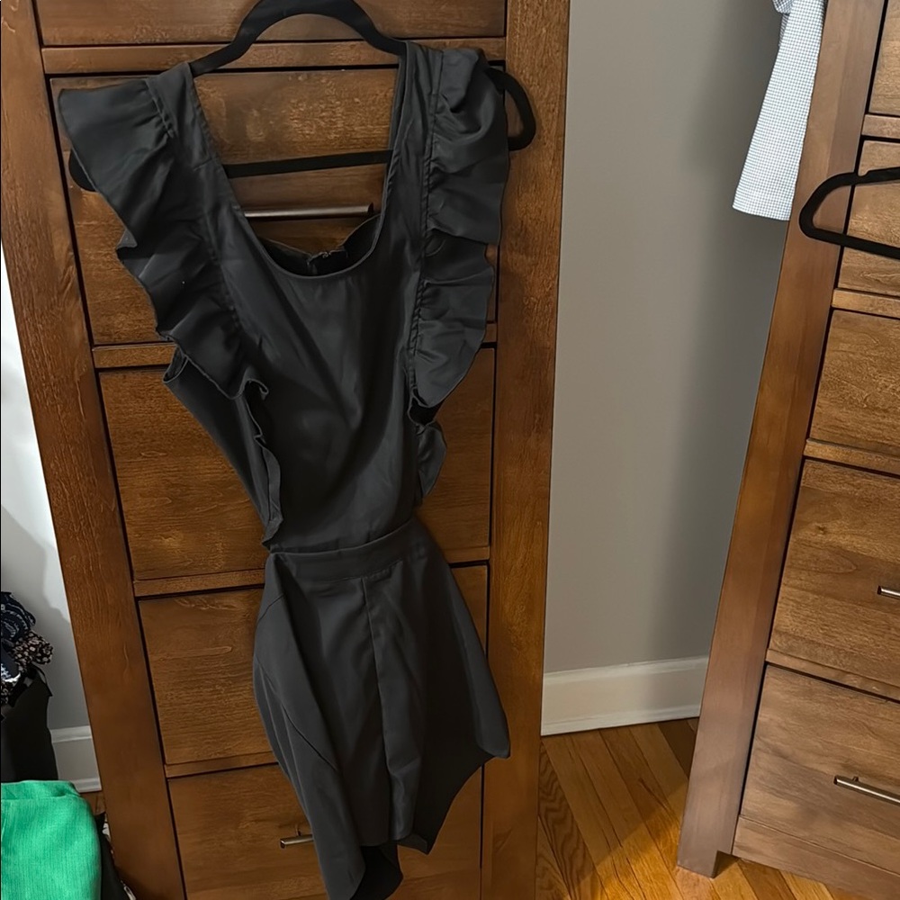 SHEIN Black Ruffle Dress